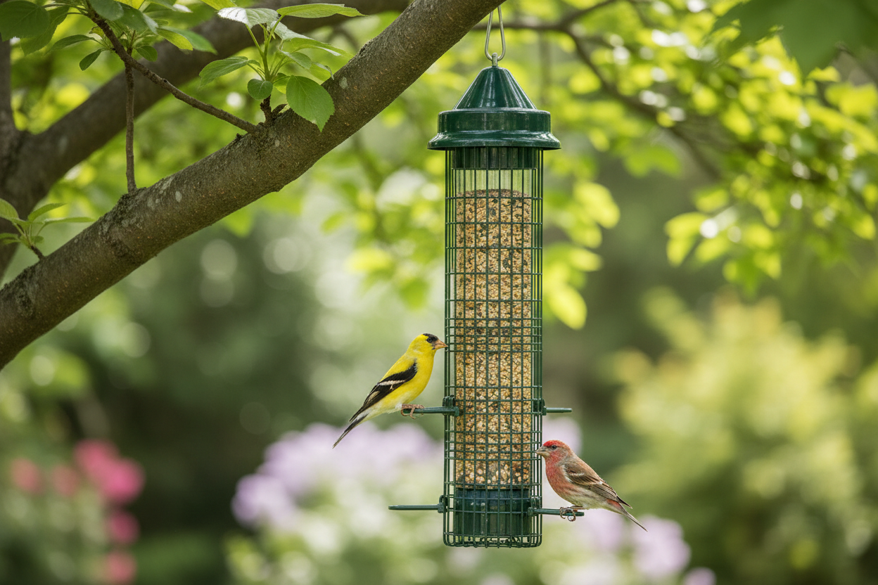 Bird at feeding port